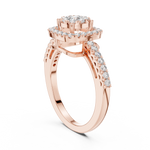 14K Solid Gold Lab Diamond Halo Ring, Rose Gold, view 1