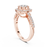 14K Solid Gold Lab Diamond Halo Ring, Rose Gold, view 1
