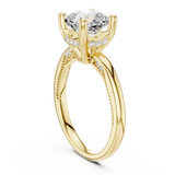 Gold Ring, Cushion center stone, Yellow Gold, view 1