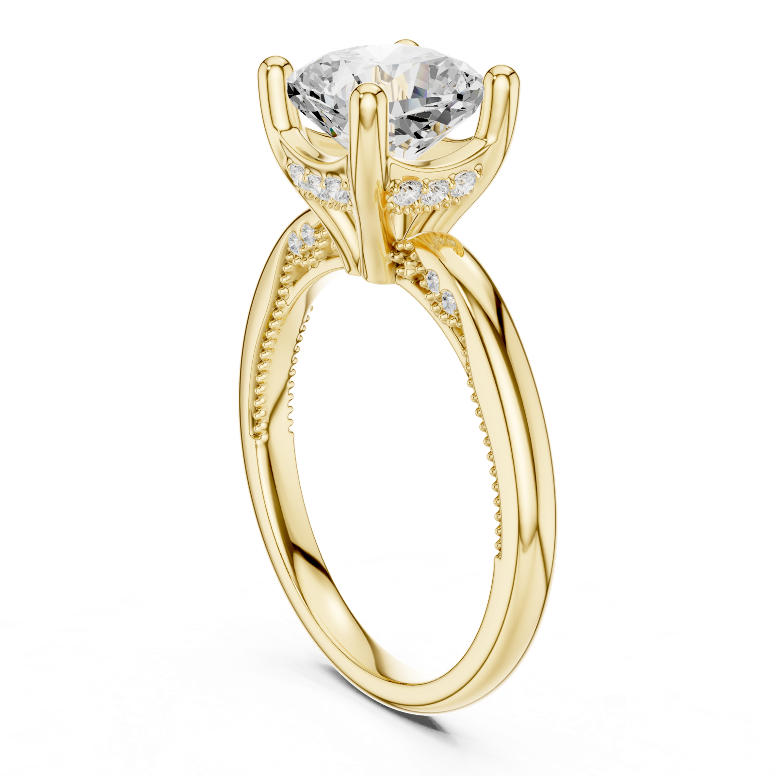 Gold Ring, Cushion center stone, Yellow Gold, view 1