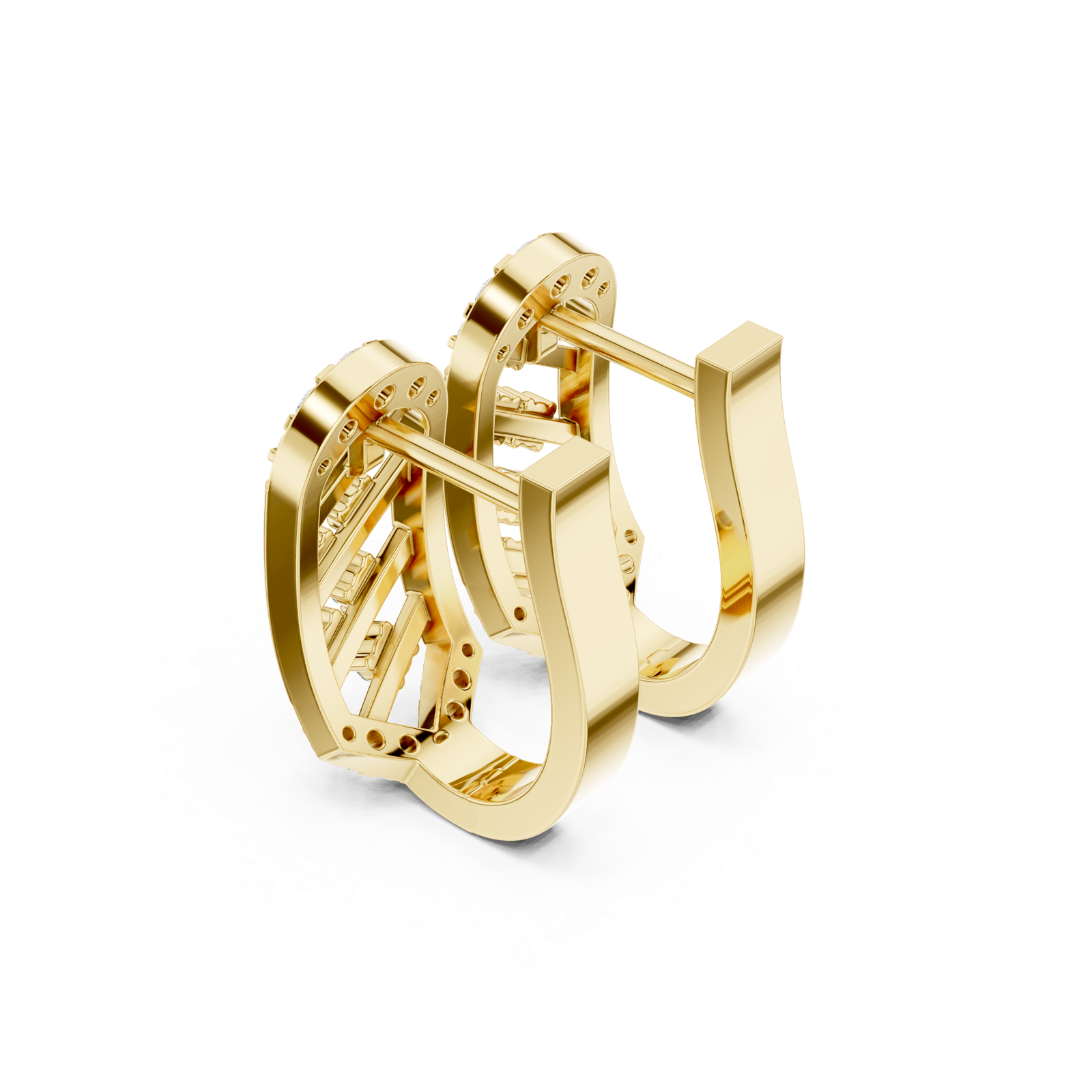 14K Solid Gold Lab Diamond Cluster Earrings, Yellow Gold, view 2