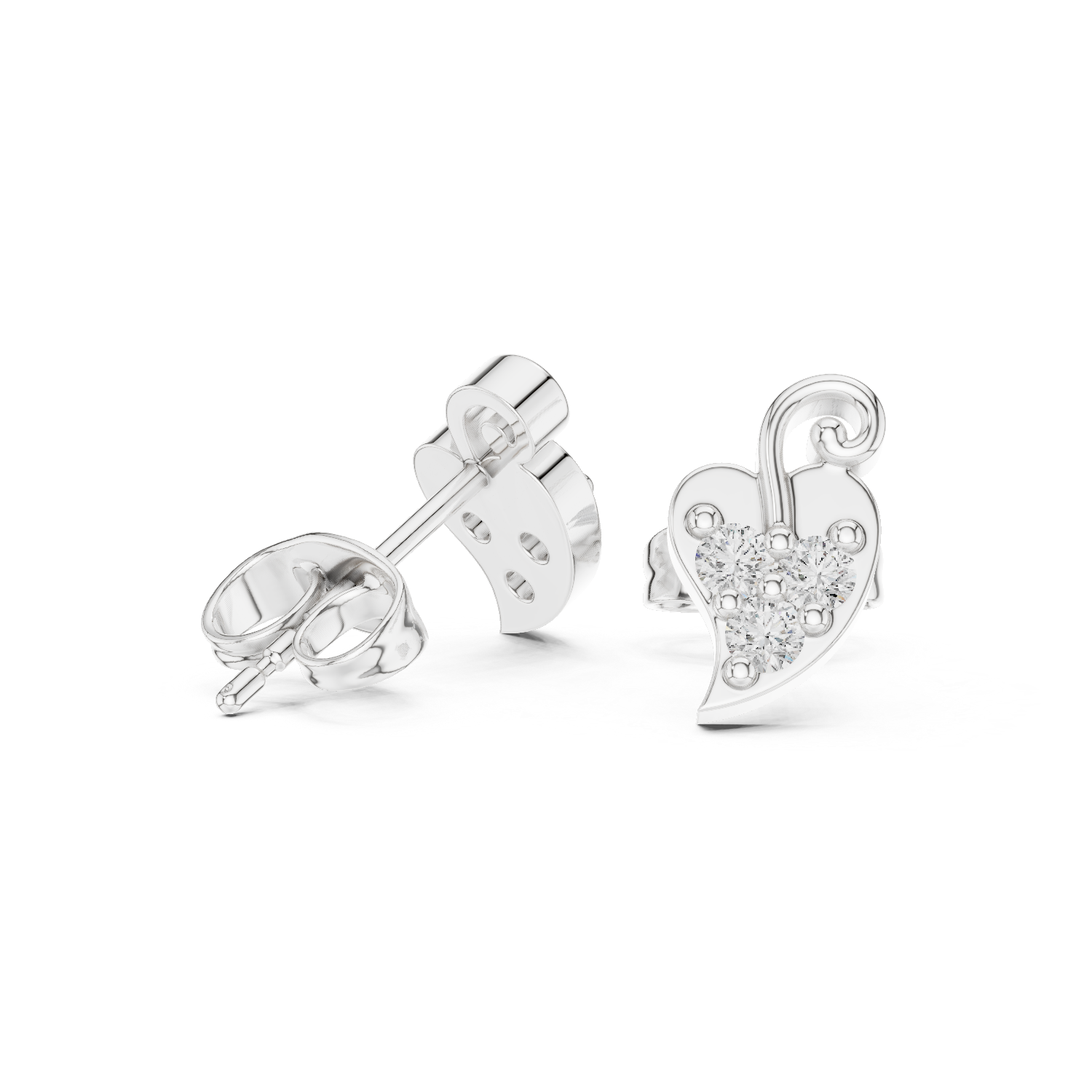 Gold Earrings 9-10021E, White Gold, view 1