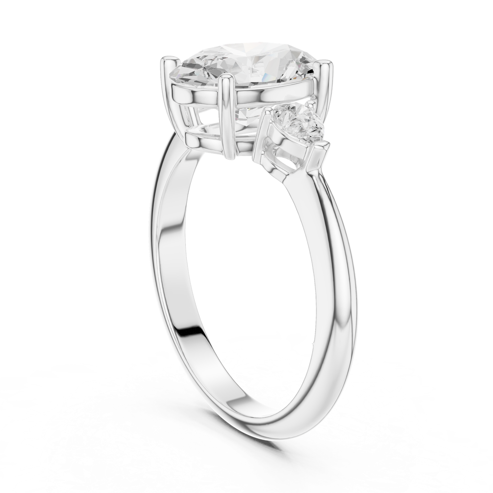 Gold Jewelry L35-66, Oval center stone, White Gold, view 1