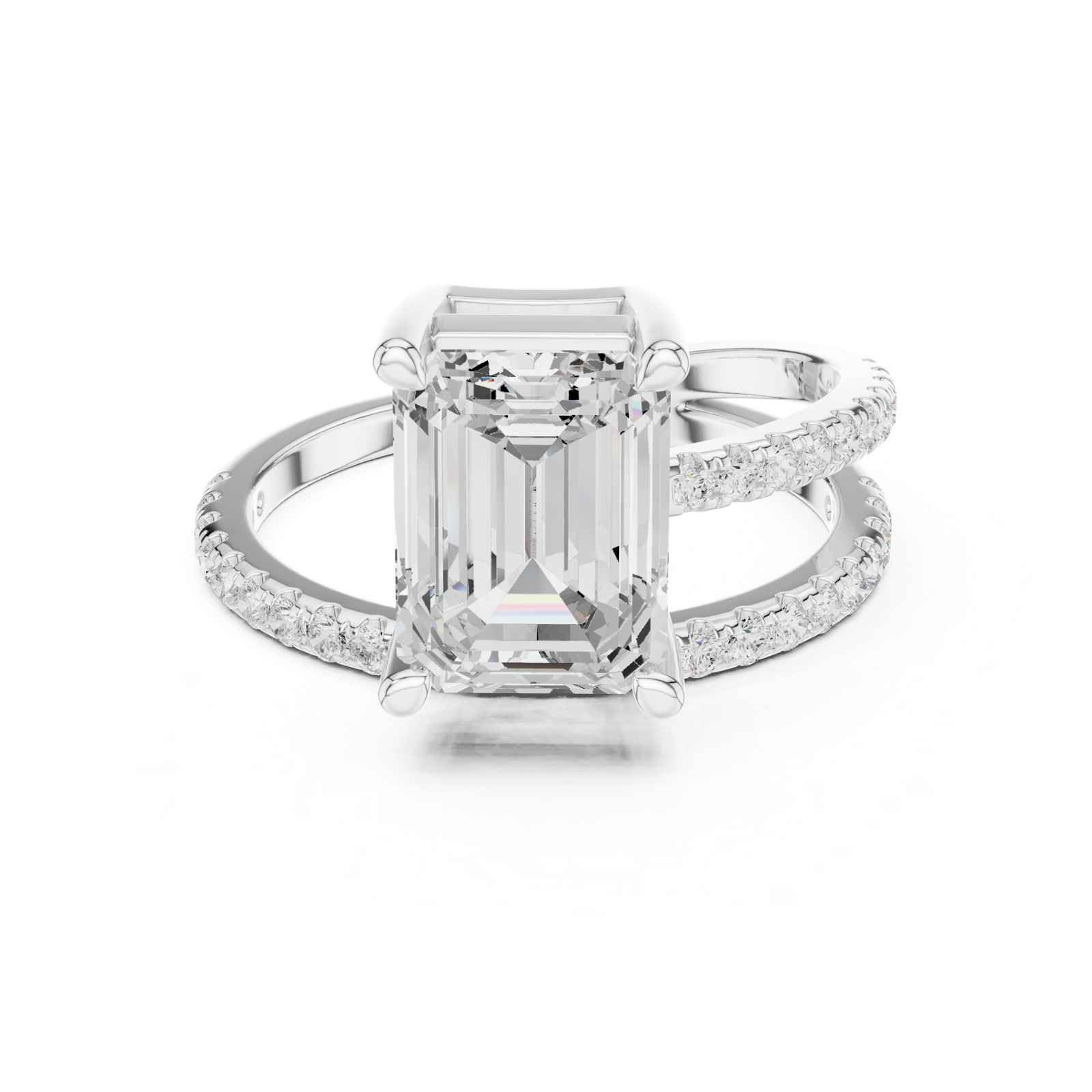 Gold Jewelry L35-39, Emerald center stone, White Gold, view 4