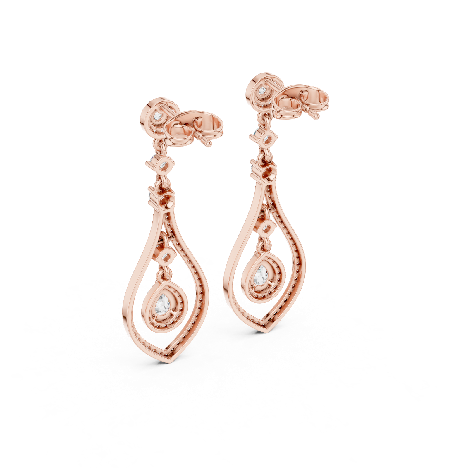 Gold Earrings 3-10006E_115_M, Rose Gold, view 3