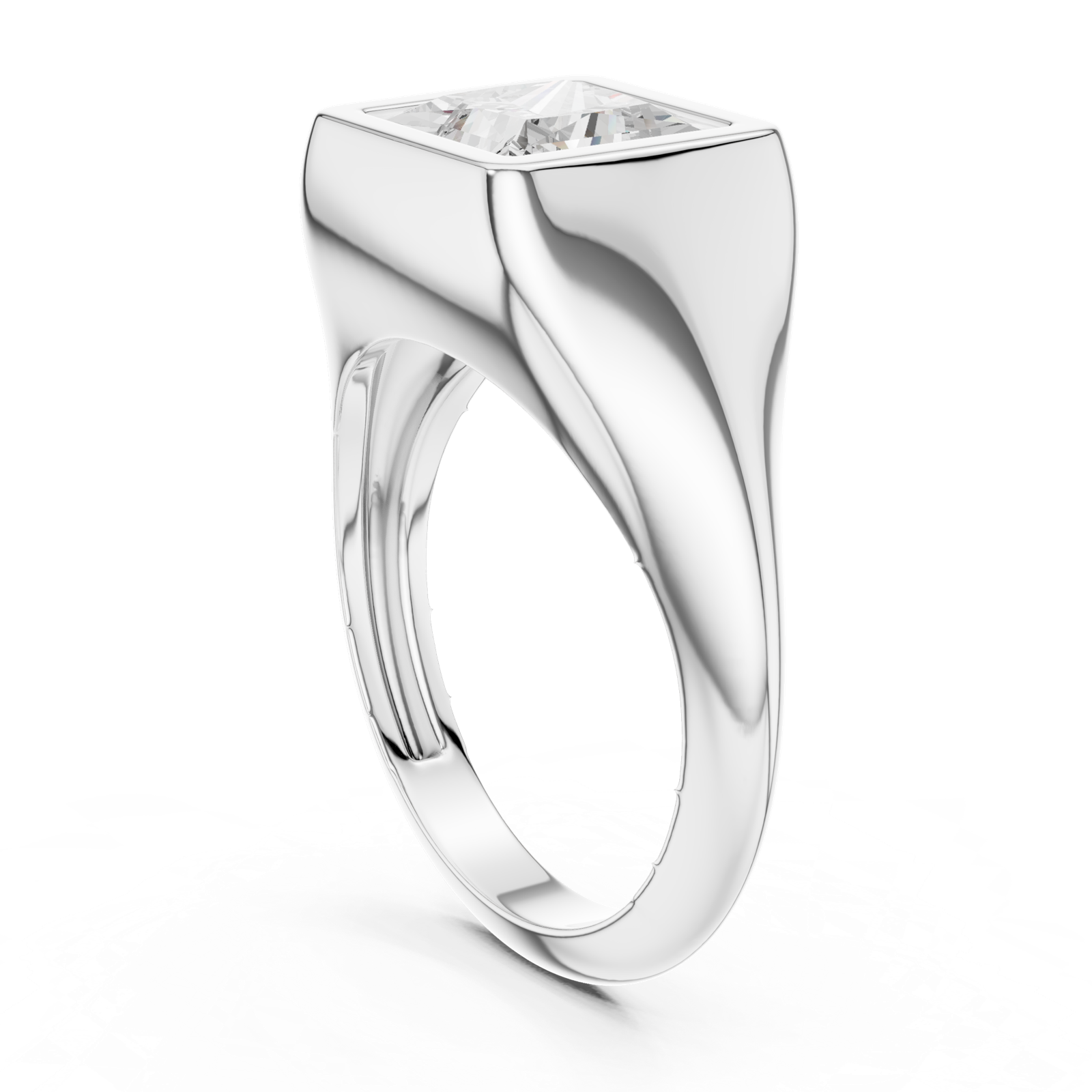 Gold Jewelry L36-4, Princess center stone, White Gold, view 1
