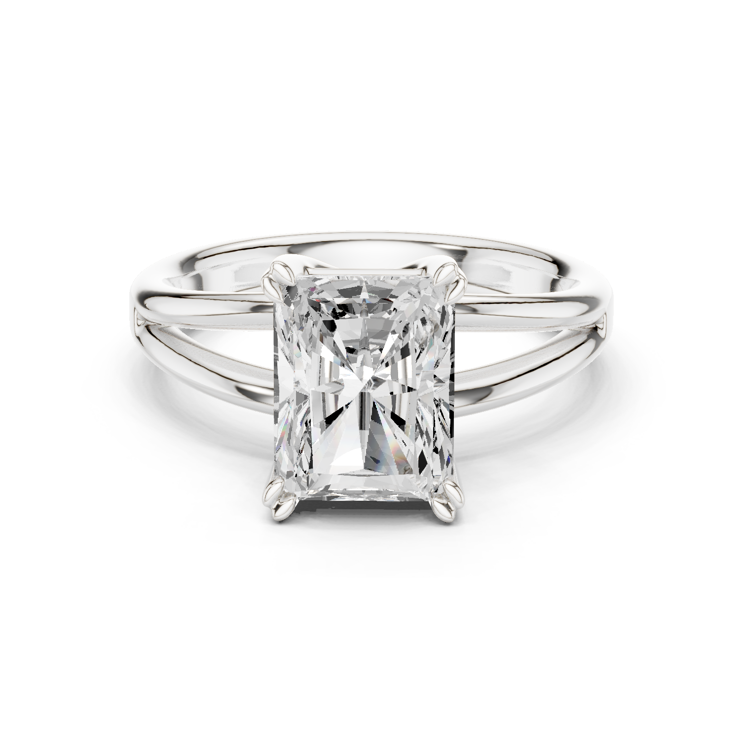 Gold Jewelry L36-7, Radiant center stone, White Gold