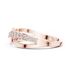 14K Solid Gold Lab Diamond Crossover Ring, Rose Gold, view 3