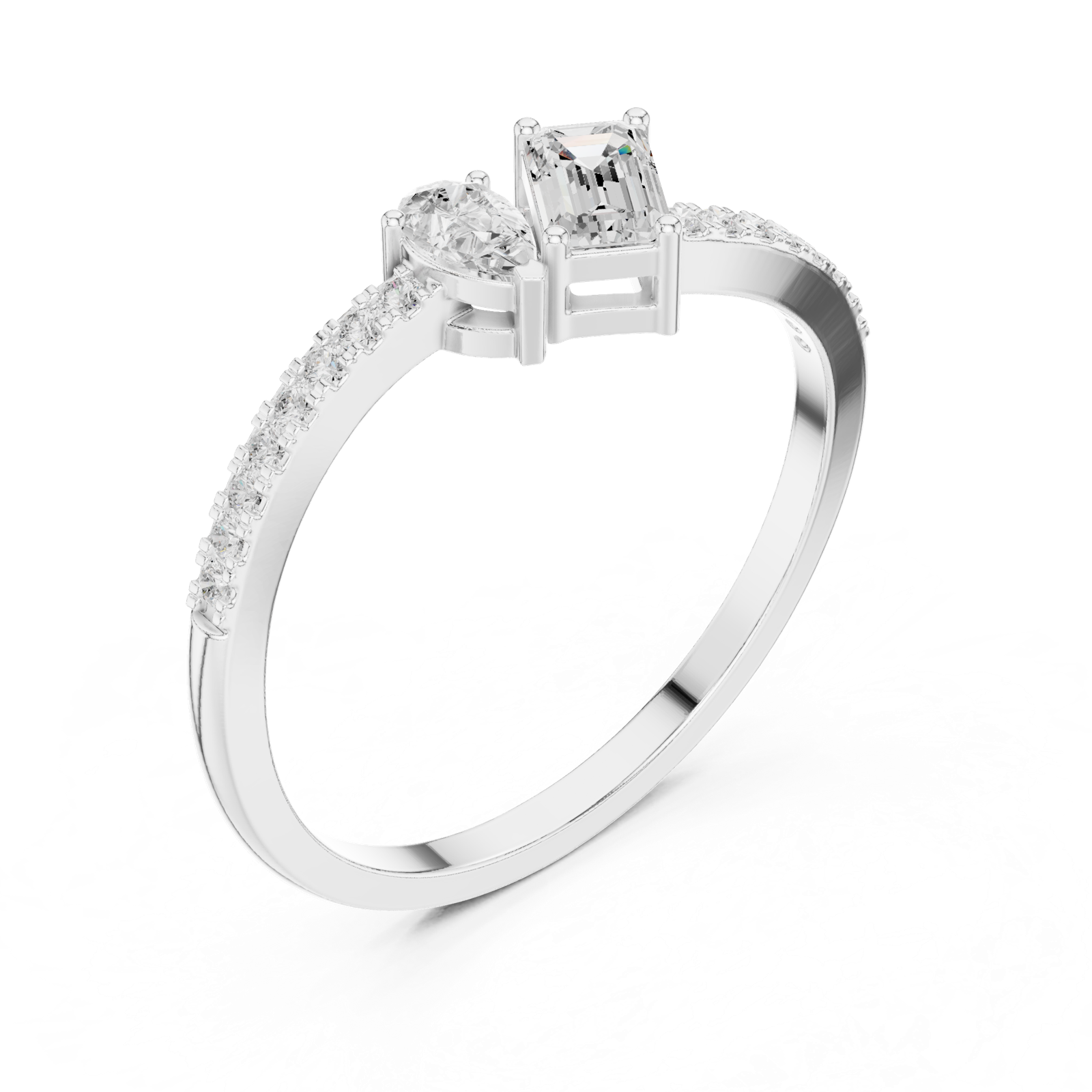 Gold Ring HLR-221, White Gold, view 2