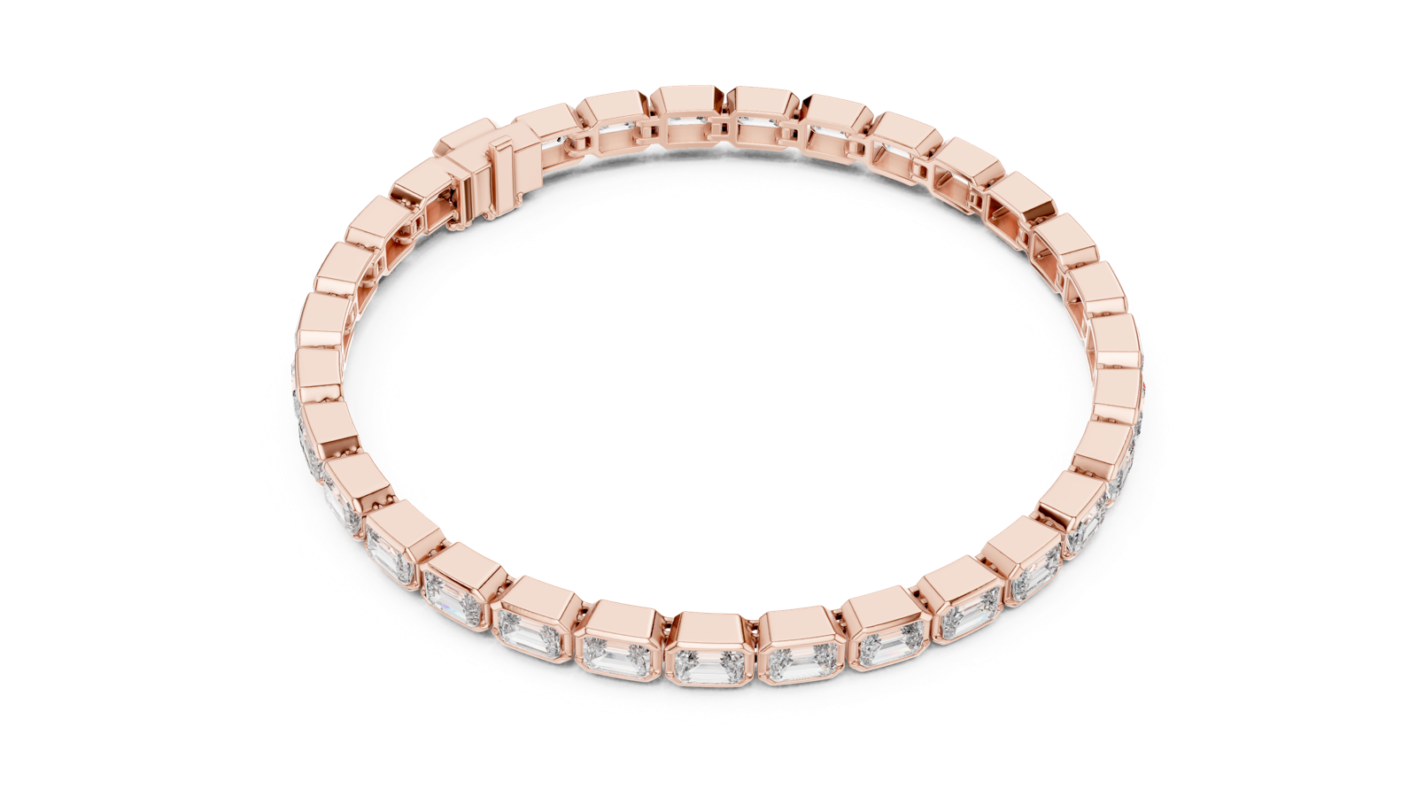 14K Solid Gold Lab Diamond Bracelet, Rose Gold, view 2