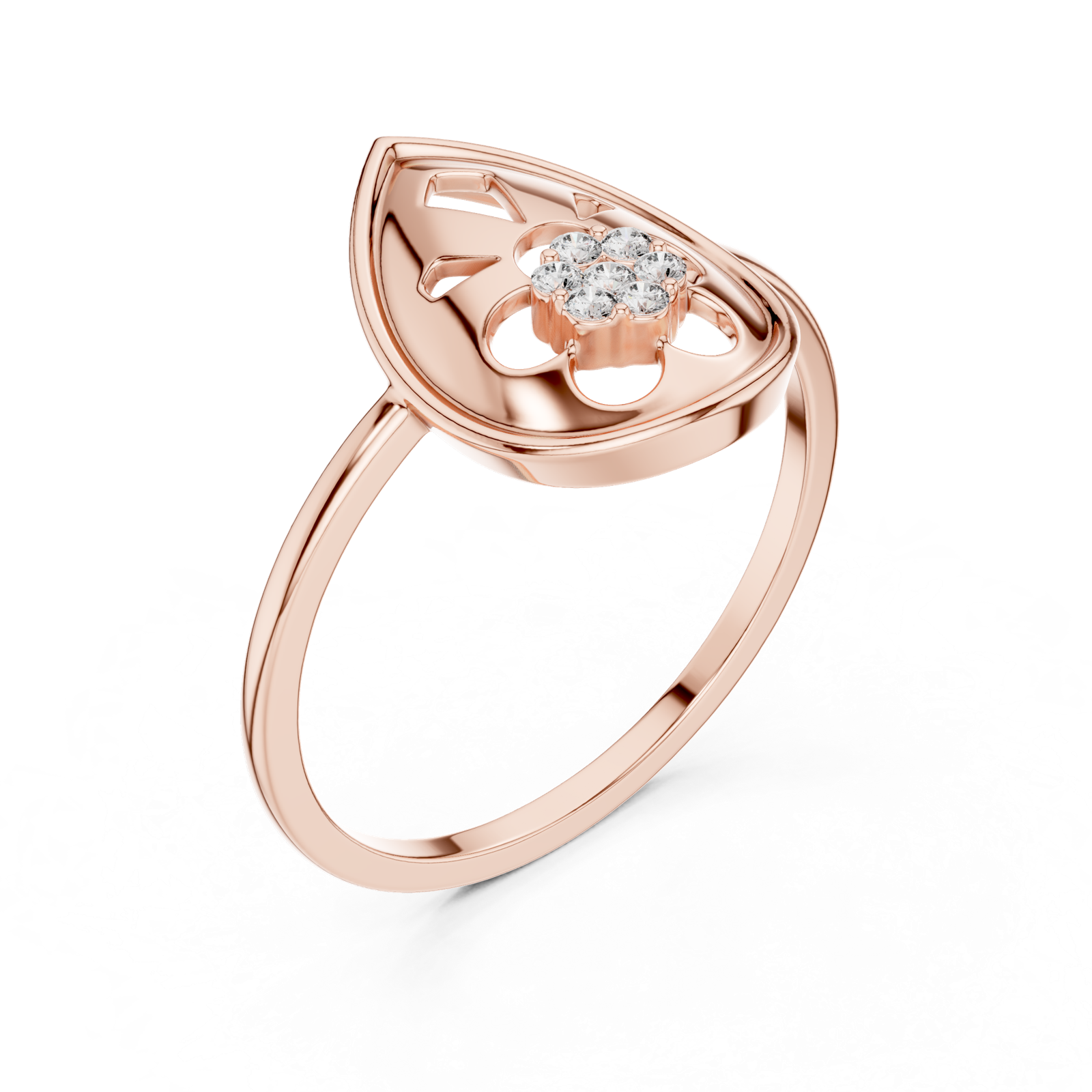 Gold Ring DR-6188, Rose Gold, view 2
