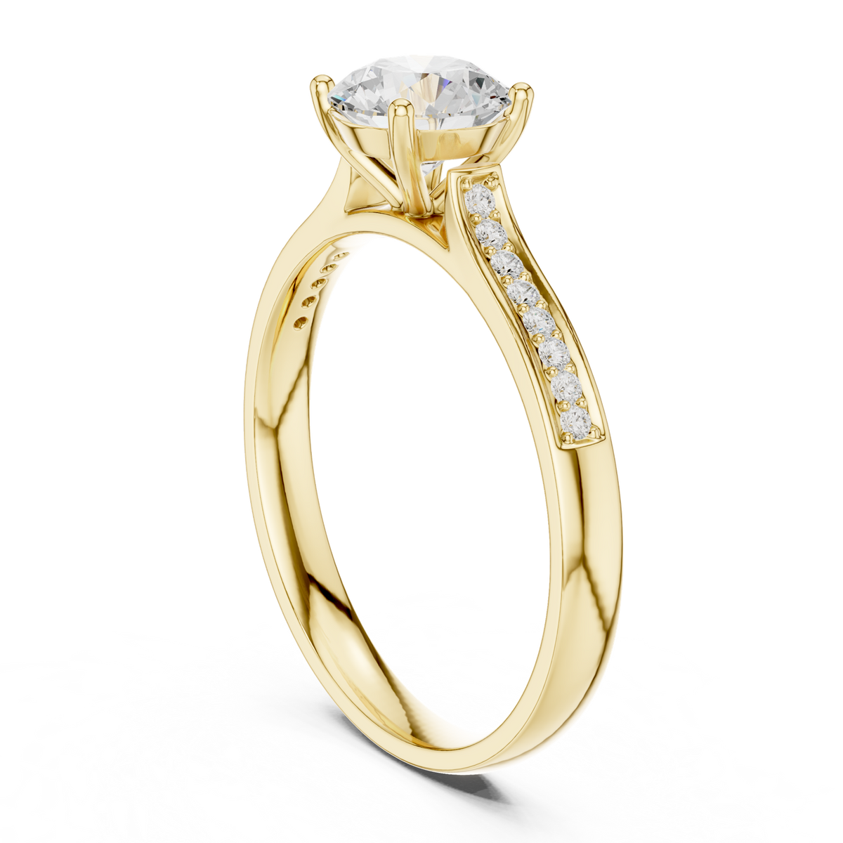 14K Solid Gold Lab Diamond Solitaire Ring, Yellow Gold, view 1