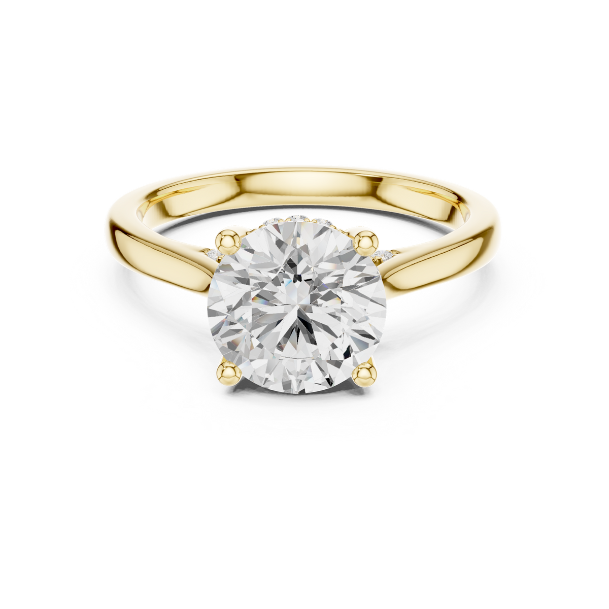 14K Solid Gold Lab Diamond Solitaire Ring, Yellow Gold