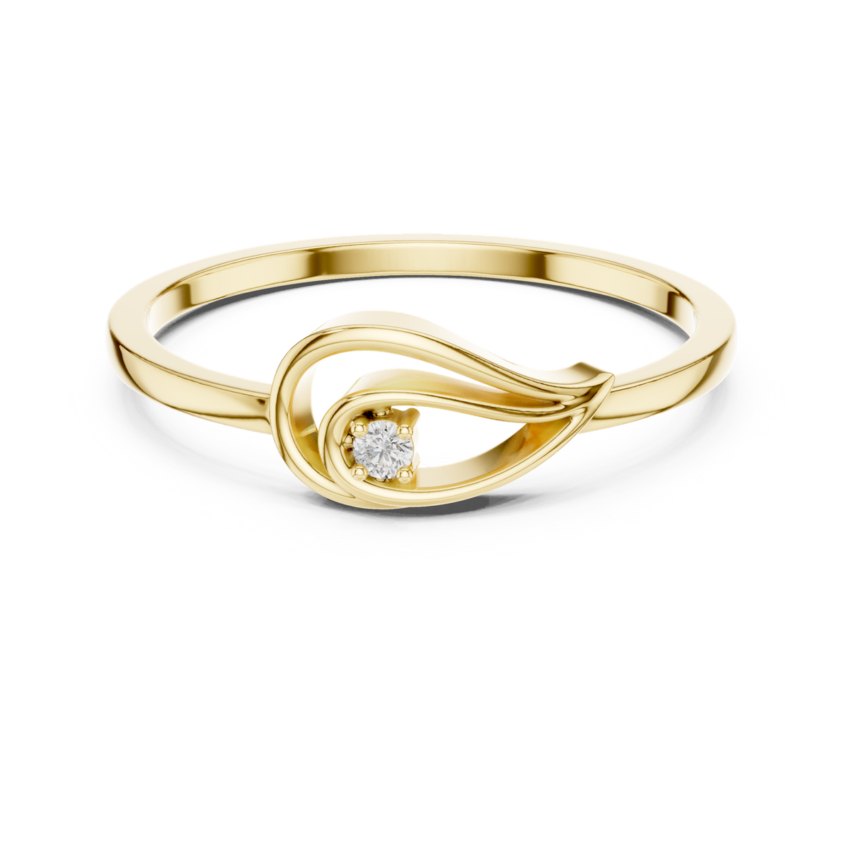 14K Solid Gold Lab Diamond Twist Ring, Yellow Gold