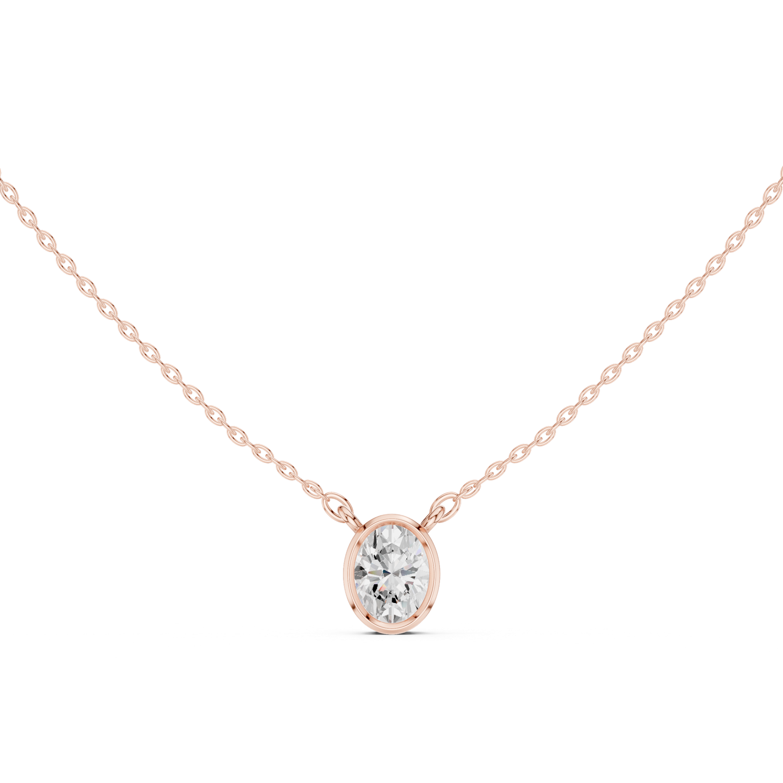 Gold Jewelry DDPS-001, Oval center stone, Rose Gold, view 4