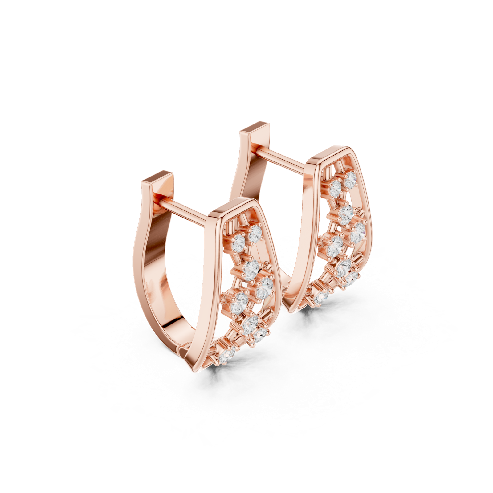 14K Solid Gold Lab Diamond Cluster Earrings, Rose Gold, view 1