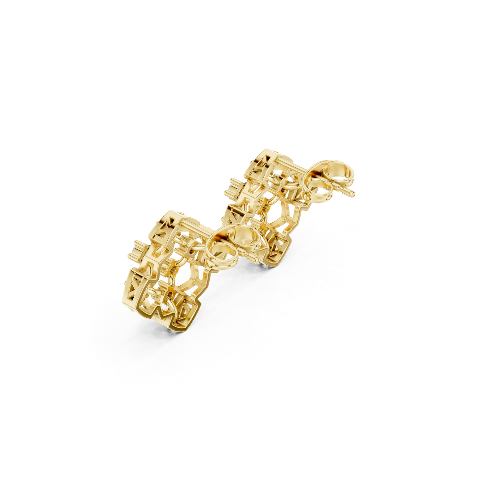 Gold Earrings 9-10004PE, Yellow Gold, view 2