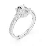 Gold Ring DDLR-037, Oval center stone, White Gold, view 2
