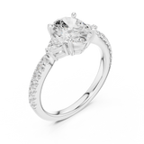 Gold Ring DDLR-037, Oval center stone, White Gold, view 2