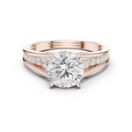 Gold Ring DDLR-253, Round center stone, Rose Gold