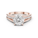Gold Ring DDLR-253, Round center stone, Rose Gold