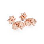14K Solid Gold Lab Diamond Flower Cluster Earrings, Rose Gold, view 3