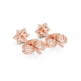 14K Solid Gold Lab Diamond Flower Cluster Earrings, Rose Gold, view 3