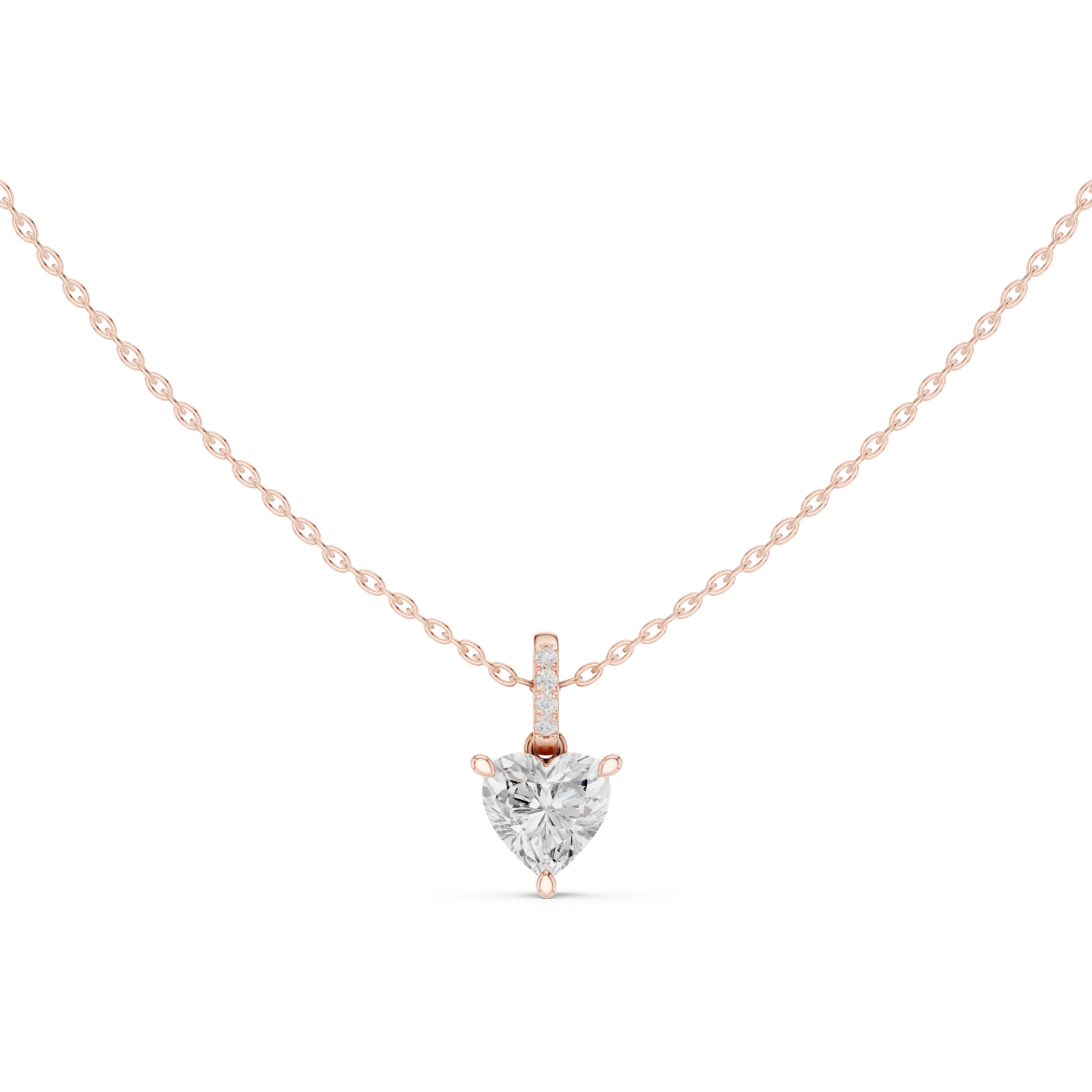Gold Jewelry DDPO-009, Heart center stone, Rose Gold, view 4