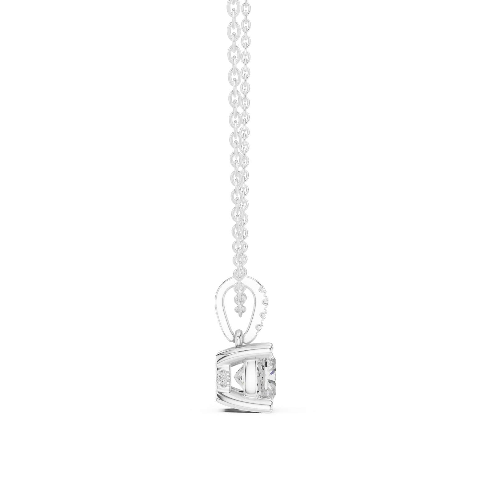 Gold Jewelry, Cushion center stone, White Gold, view 3