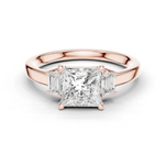 Gold Ring DDLR-038, Pear center stone, Rose Gold