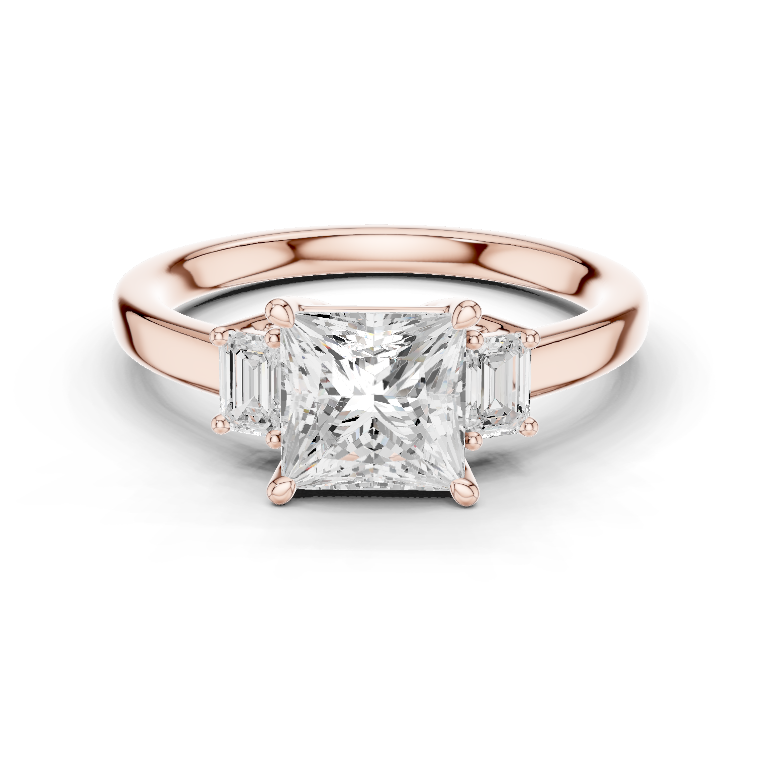 Gold Ring DDLR-038, Pear center stone, Rose Gold