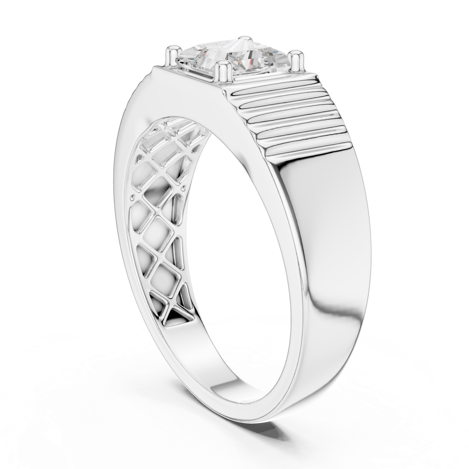 14K Solid Gold Lab Diamond Solitaire Ring, White Gold, view 1