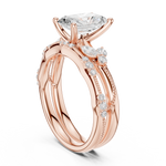 Gold Ring DDLR-299, Radiant center stone, Rose Gold, view 1
