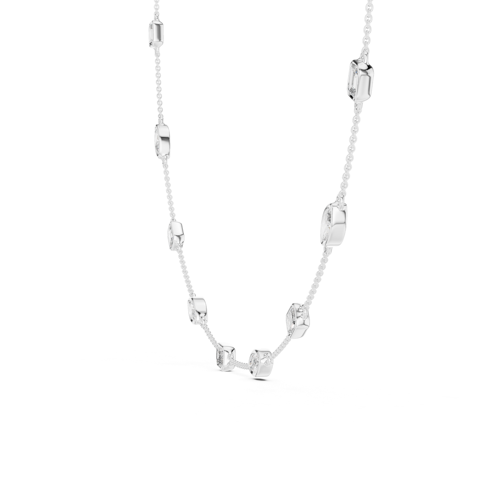 14K Solid Gold Lab Diamond Tennis Necklace, White Gold, view 3