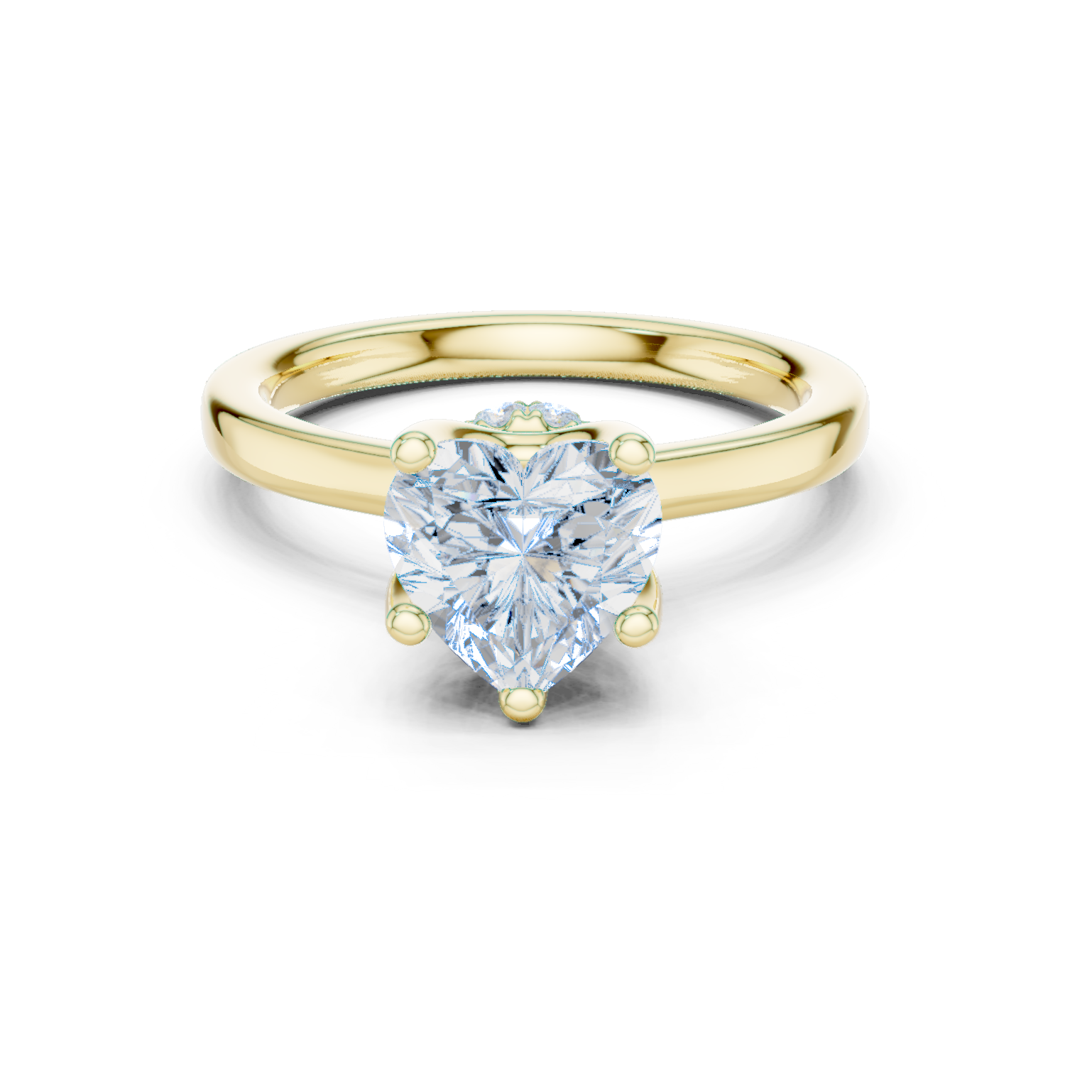 Gold Ring DDLR-176, Heart center stone, Yellow Gold