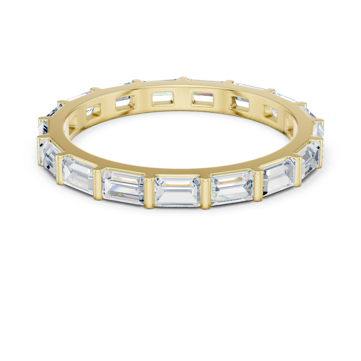 14K Solid Gold Lab Diamond Eternity Ring, Yellow Gold