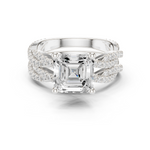 Gold Ring, Asscher center stone, White Gold