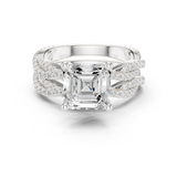 Gold Ring, Asscher center stone, White Gold