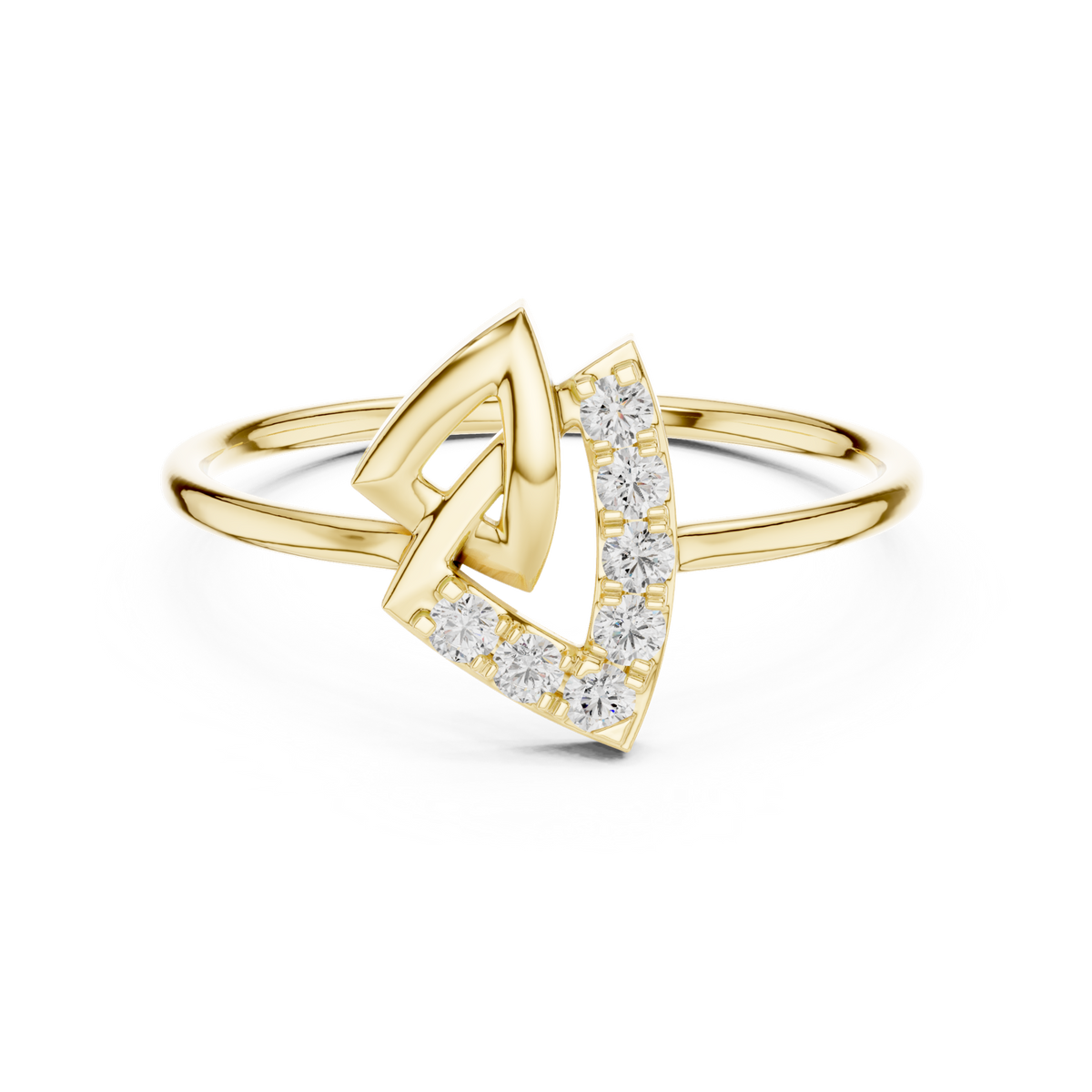 14K Solid Gold Lab Diamond Twist Ring, Yellow Gold