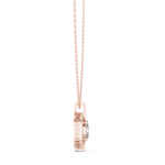 14K Solid Gold Lab Diamond Halo Pendant Necklace, Rose Gold, view 3