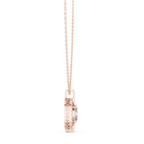 14K Solid Gold Lab Diamond Halo Pendant Necklace, Rose Gold, view 3