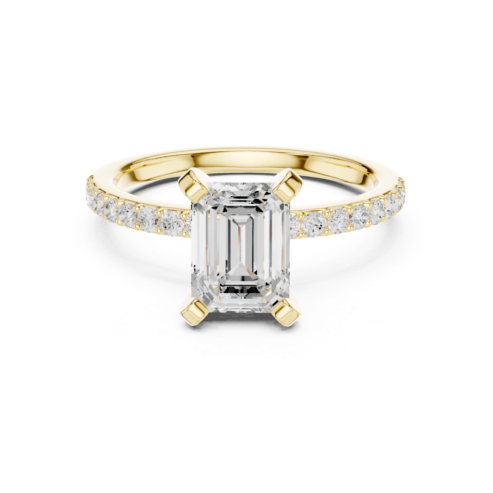Gold Ring DDLR-040, Emerald center stone, Yellow Gold, view 4