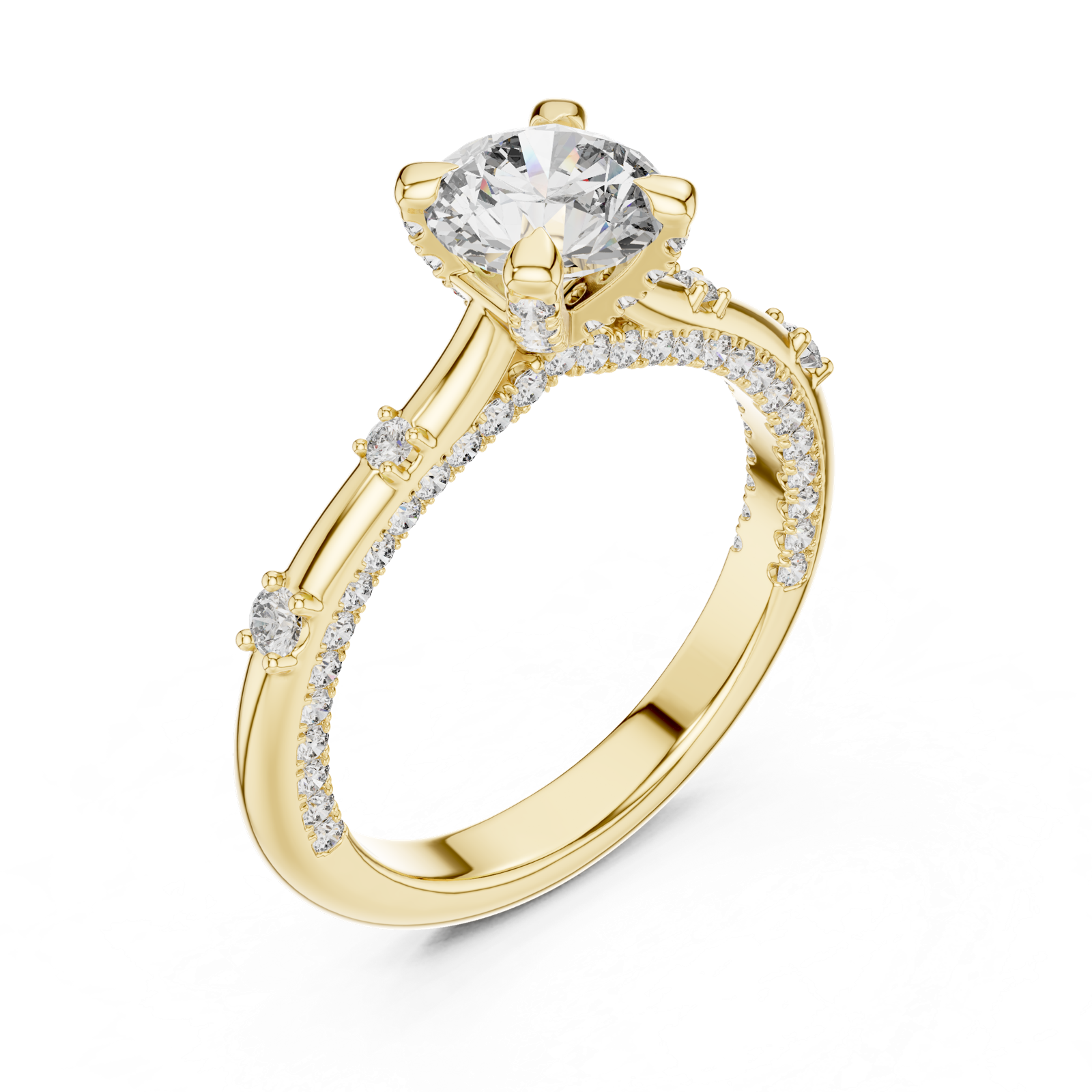 14K Solid Gold Lab Diamond Solitaire Ring, Yellow Gold, view 2