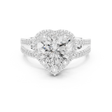 Gold Ring DDLR-350, Heart center stone, White Gold, view 4
