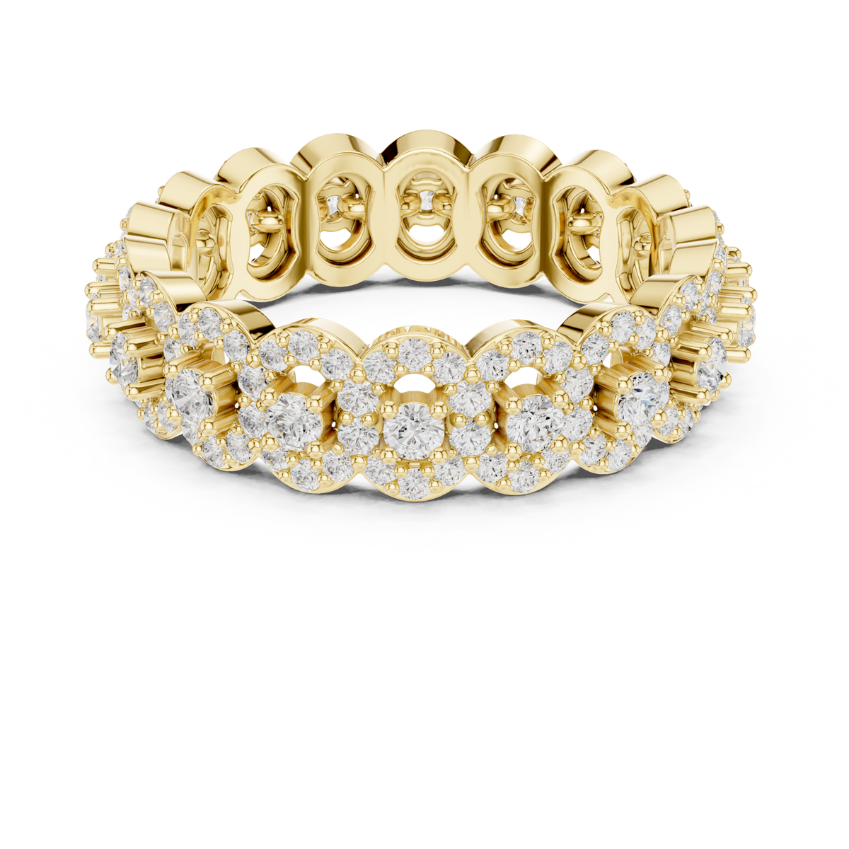 14K Solid Gold Lab Diamond Eternity Ring, Yellow Gold