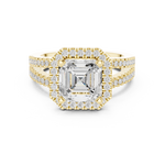 Gold Ring DDLR-350, Asscher center stone, Yellow Gold, view 4
