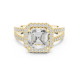 Gold Ring DDLR-350, Asscher center stone, Yellow Gold, view 4