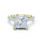 Gold Ring DDLR-260, Princess center stone, Yellow Gold