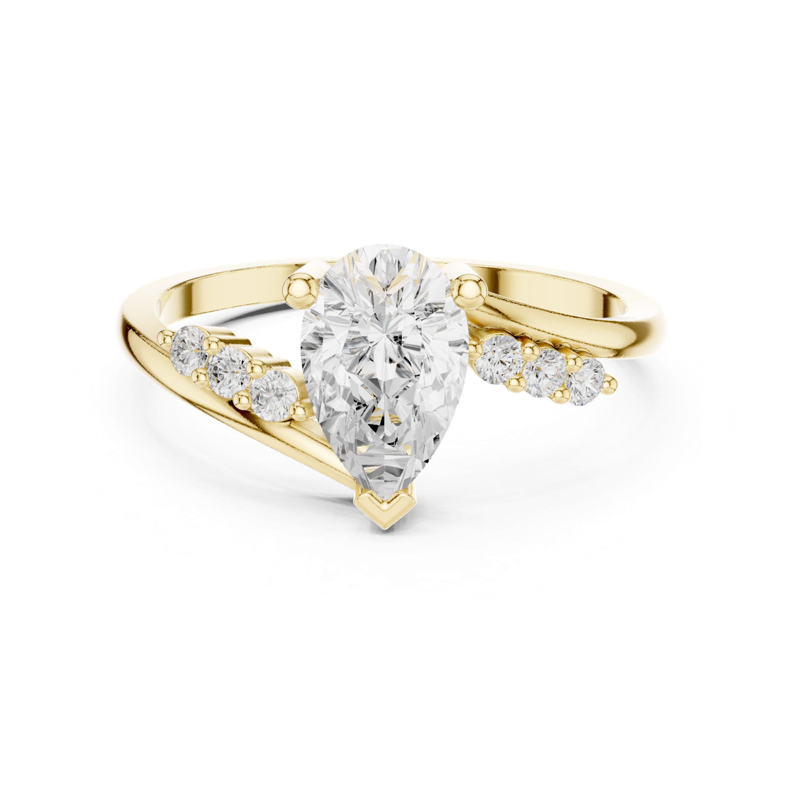 Gold Ring HLR-255, Yellow Gold, view 4