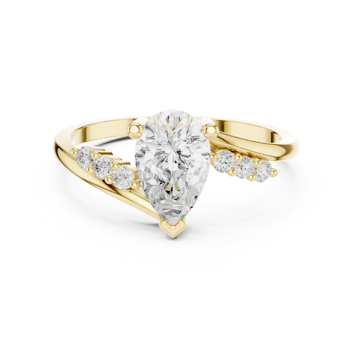 14K Solid Gold Lab Diamond Solitaire Ring, Yellow Gold
